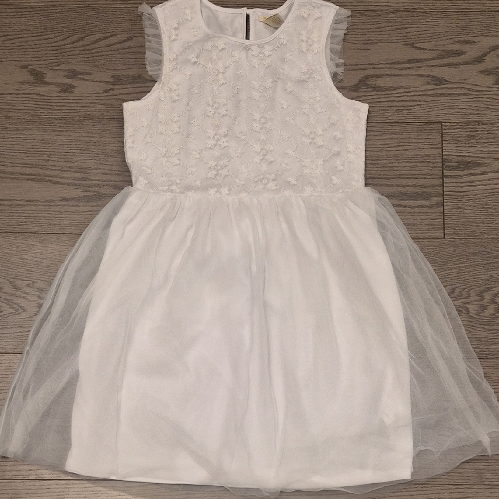 Forever 21 Girls White Floral Lace Tulle Dress Size 13-14